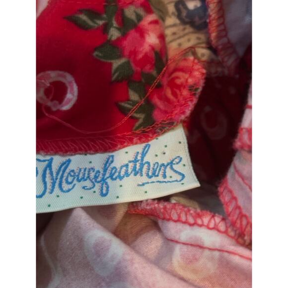 Vintage Mousefeathers Red Floral Print Short Sleeves Collared  Dress Size 12M - Picture 8 of 8